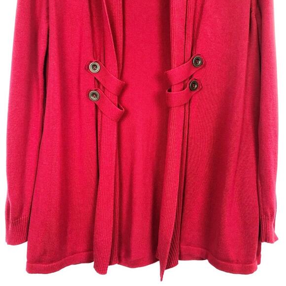 B Design Open Front Red Cardigan Size Medium - Picture 5 of 12